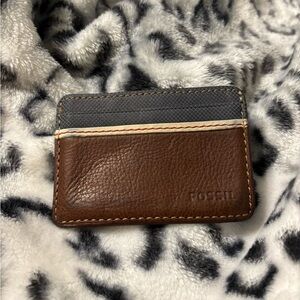 Fossil Two-Tone Leather Card Holder